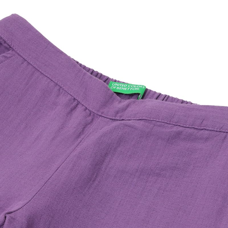 United Colors of Benetton Solid Regular Fit Crinkle Trousers