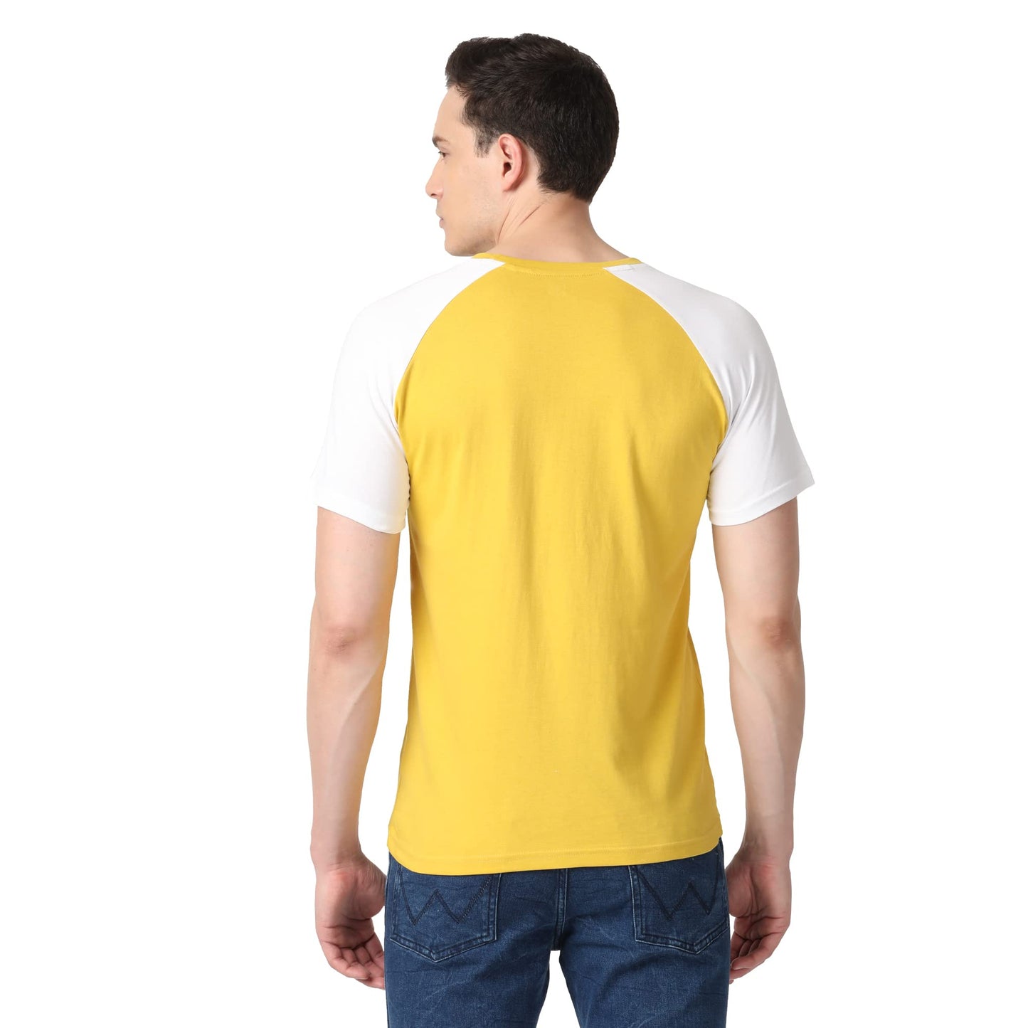 Lee Men's Slim Fit T-Shirt (LMTS002017_Yellow&White XL)