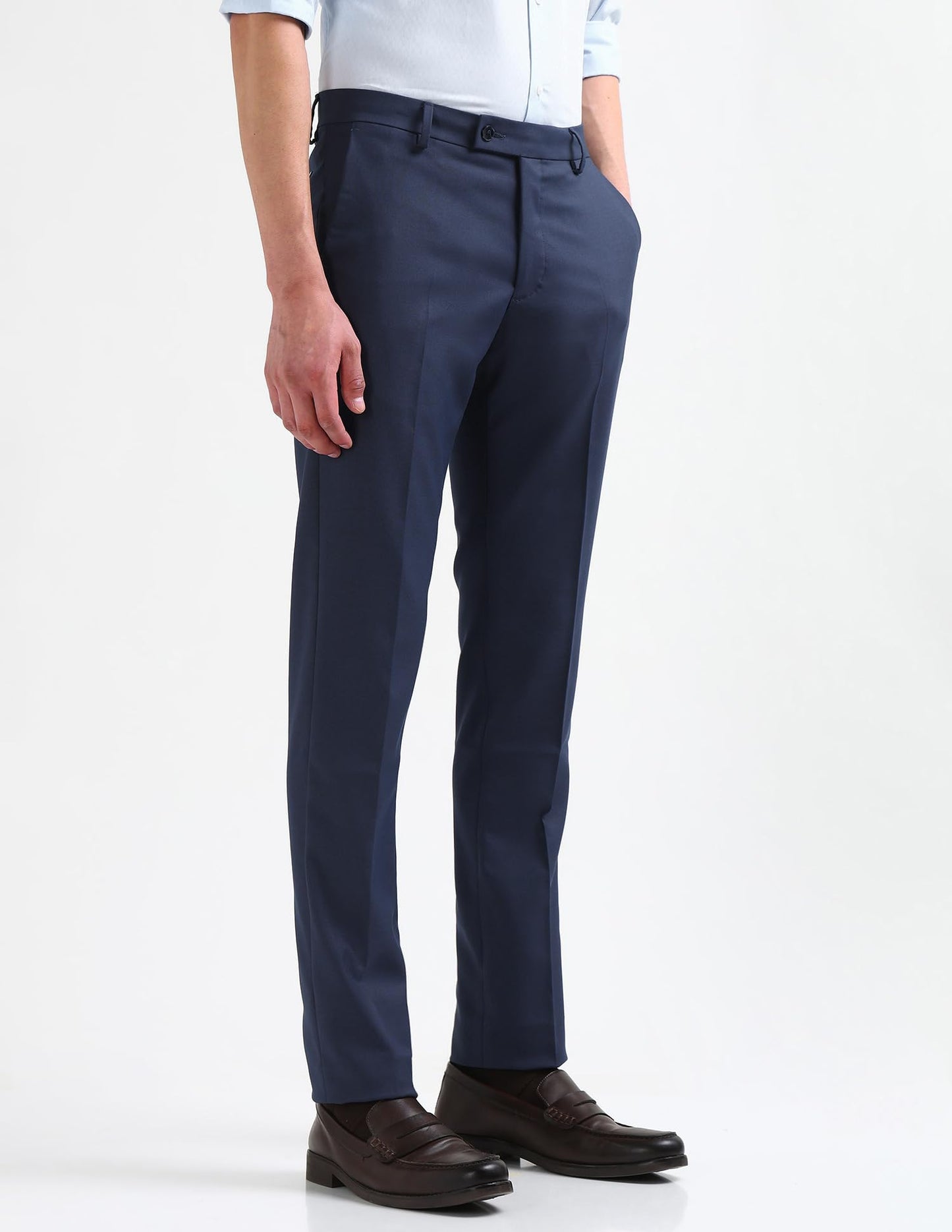 Arrow Men's Textured Dobby Trousers (ARAKTR2005_Blue_34)