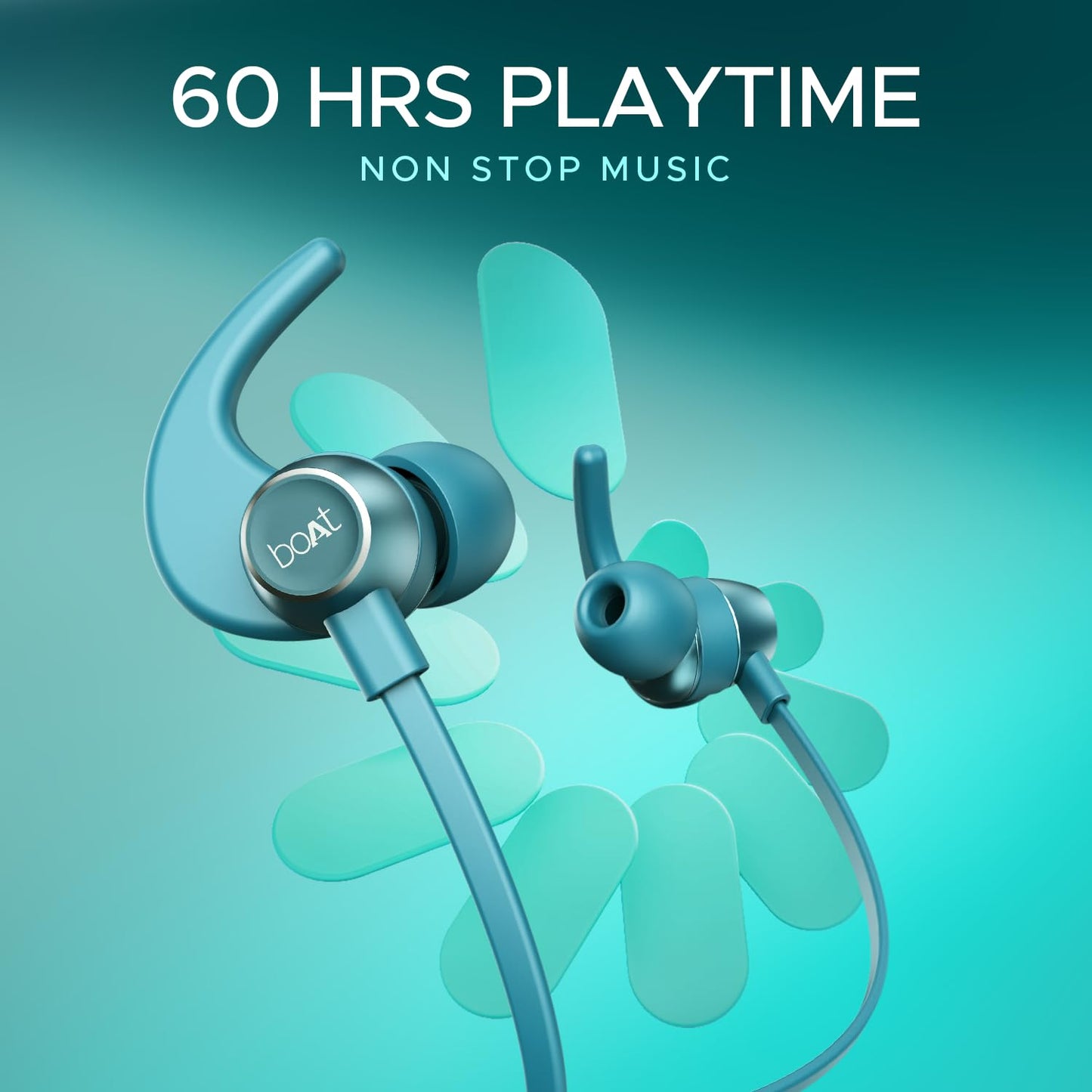 boAt Rockerz 255 Pro+, 60HRS Battery, Fast Charge, IPX7, Dual Pairing, Low Latency, Magnetic Earbuds, Bluetooth Neckband, Wireless with Mic Earphones (Teal Green)