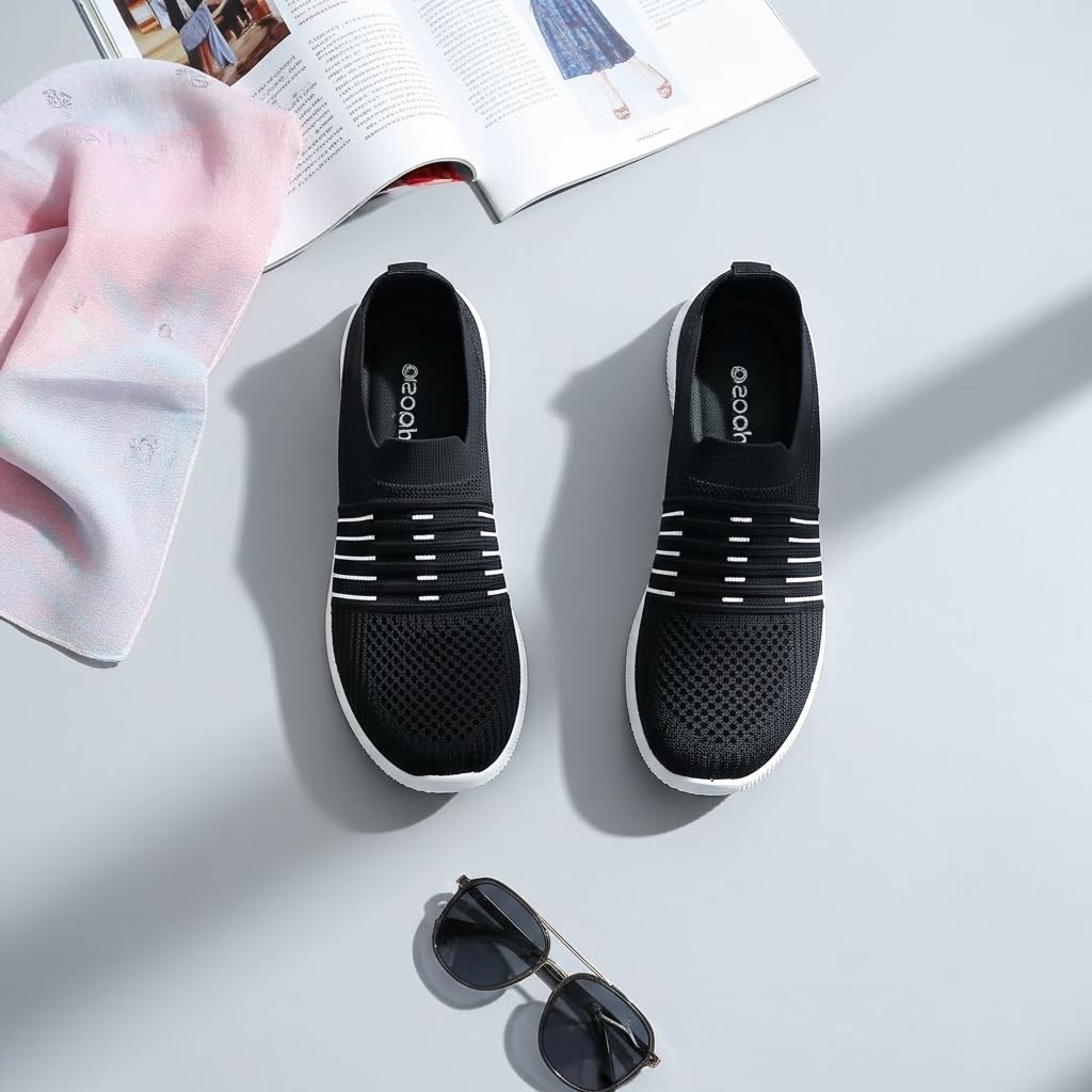 FootStation Women's Trendy Sneakers - Fashionable Comfort for Every Step Alia-3 (Black, UK Footwear Size System, Adult, Women, Numeric, Medium, 4)