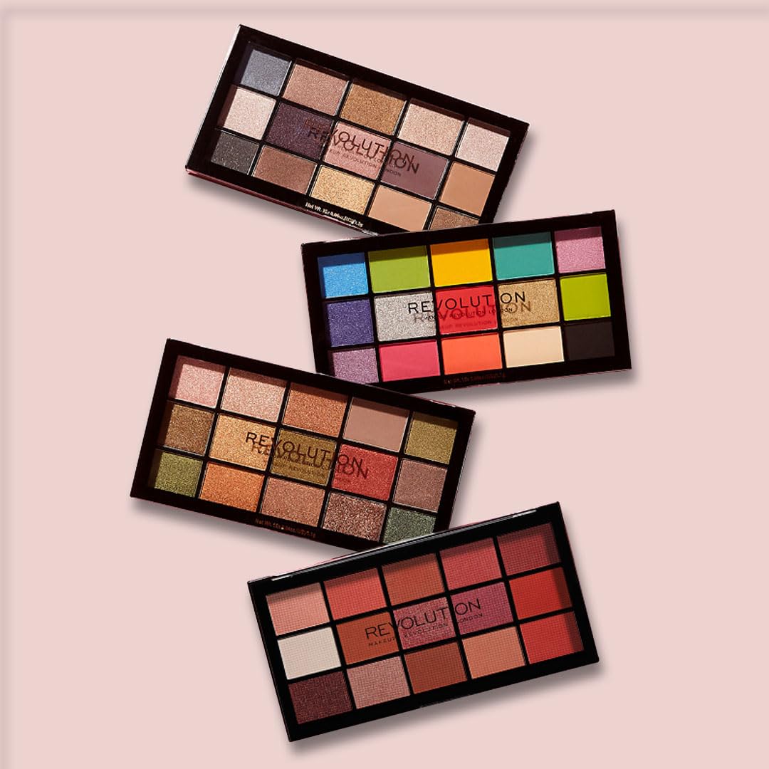 Makeup Revolution Reloaded Palette, Shimmery Makeup Eyeshadow Palette, Includes 15 Shades, Lasts All Day Long, Vegan & Cruelty Free, Newtrals 2, 16.5g (Multi color)