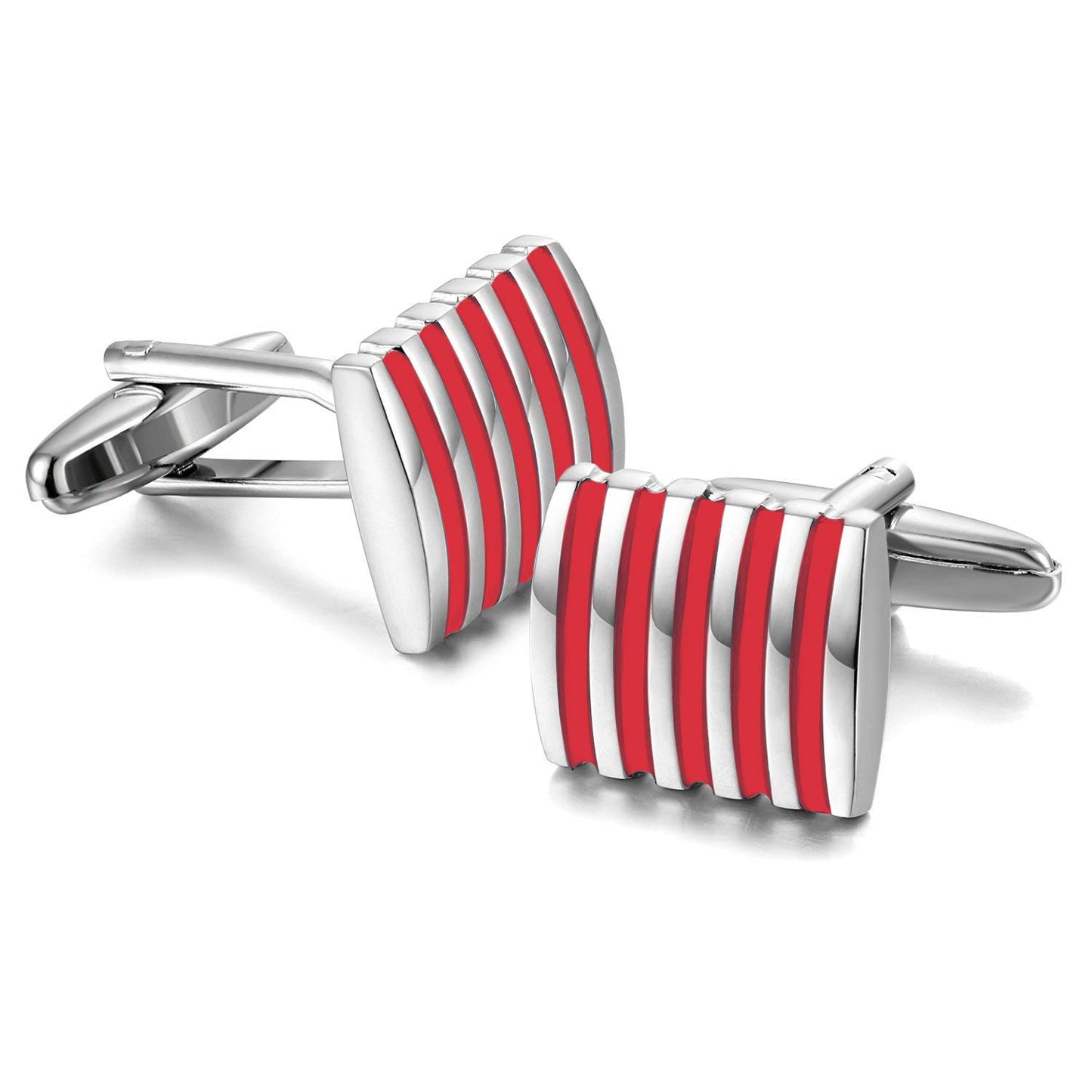 Peora Red Non-Precious Metal Unique Shirt Cufflinks for Men