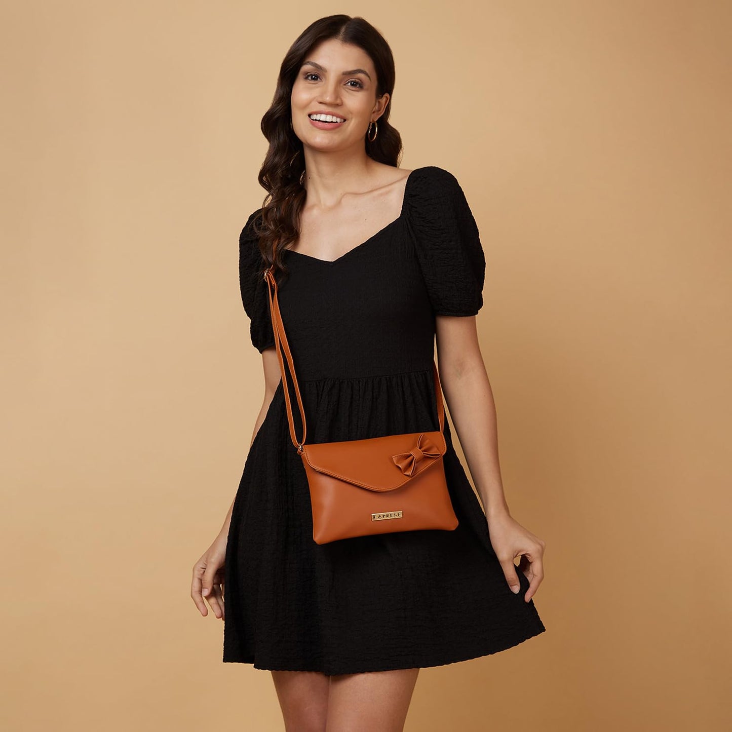 Caprese Rohde Bow Sling Small Brown Bag for Women|Adjustable Strap for Comfortable Wear|Stylish,Versatile Crossbody Bag for Everyday Use, Travel, and Special Occasions