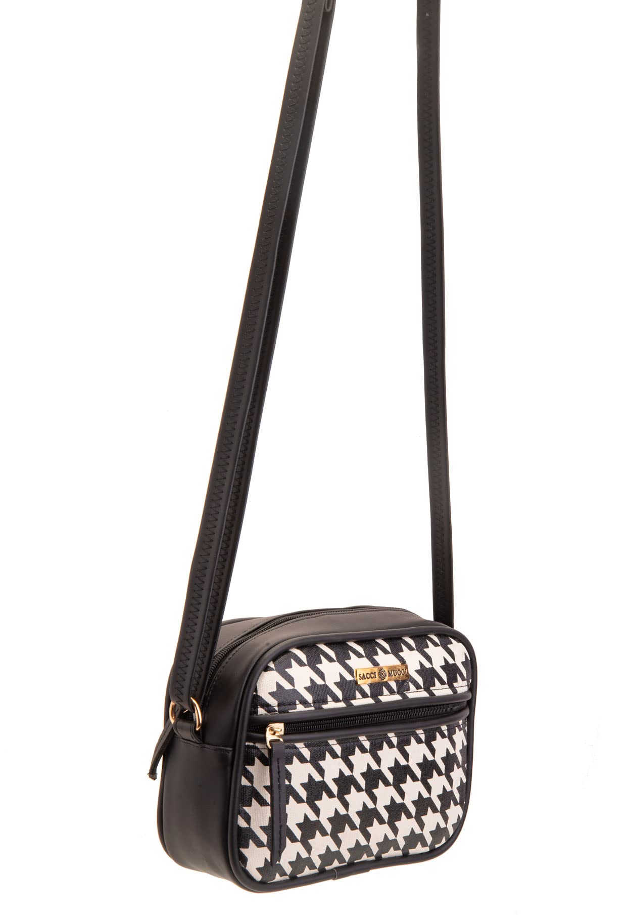 SACCI MUCCI Women's Boxy Sling/Cross-body Bag - Side Bags for Mobile Phones and Wallets (SM2-06 Houndstooth)