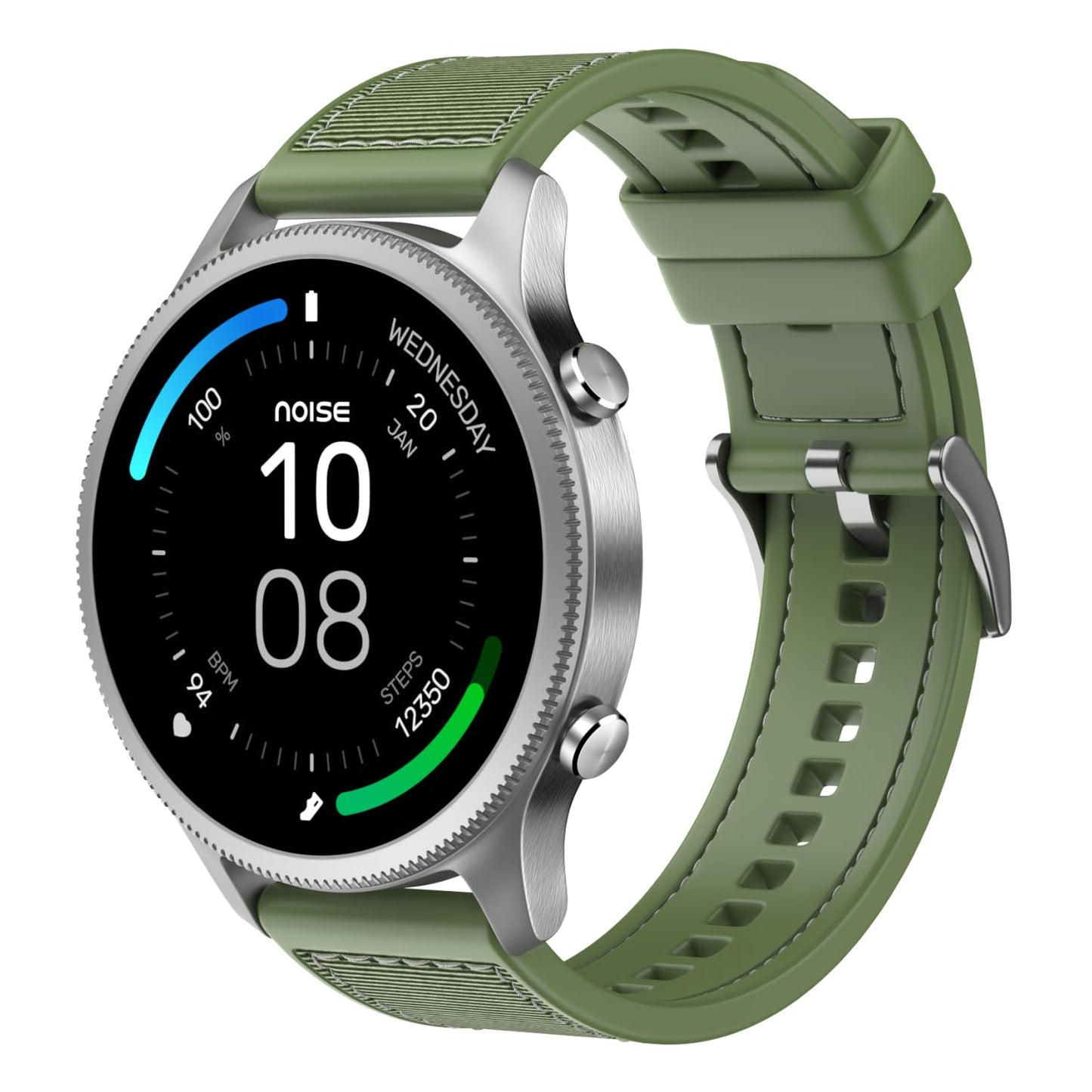 NoiseFit Halo 1.43" AMOLED Display, Bluetooth Calling Round Dial Smart Watch, Premium Metallic Build, Always on Display, Smart Gesture Control, 100 Sports Modes (Jade Alloy)