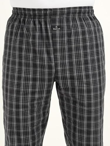 Hancock Men Cotton Checked Relaxed Fit Night Suit Black Size XL
