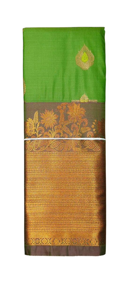 VFCollections Women's Kanchipuram Silk Pure Pattu Sarees – Deer Border with Blouse 1