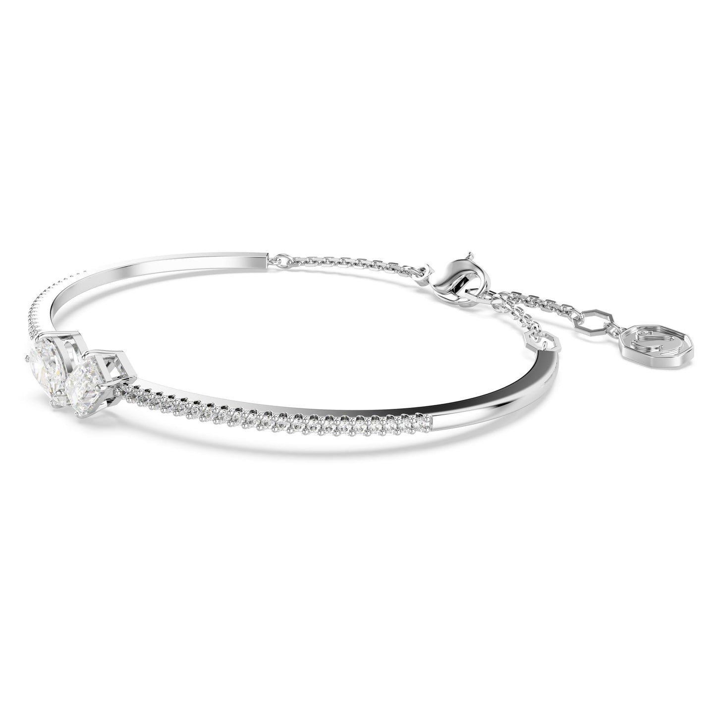Swarovski Mesmera bangle, Mixed cuts, White, Rhodium plated