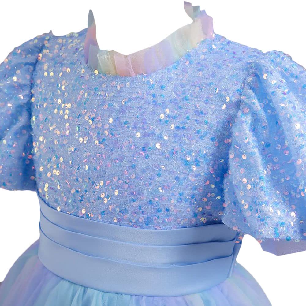 Hopscotch Girls Sequin Embellished Floor Length A Line Gown In Blue Color For Ages 10-11 Years