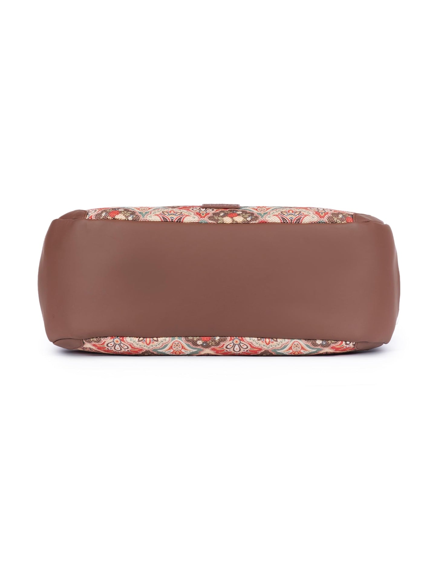 ZOUK Mughal Art Multicolor Motif Printed Jute Handcrafted Vegan Leather Multicolor Women's Shoulder Luna Handbags | Ladies Purse Handbag