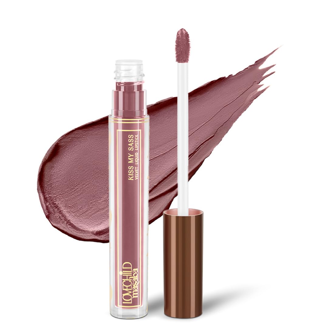 LoveChild Masaba Kiss My Sass Velvet Matte Lipstick (Mauve), Intense Color, Transfer-Proof, Hydrating with Hyaluronic Acid, Long-Lasting & Lightweight, Smooth Glide Formula, SIMP 3.5ml