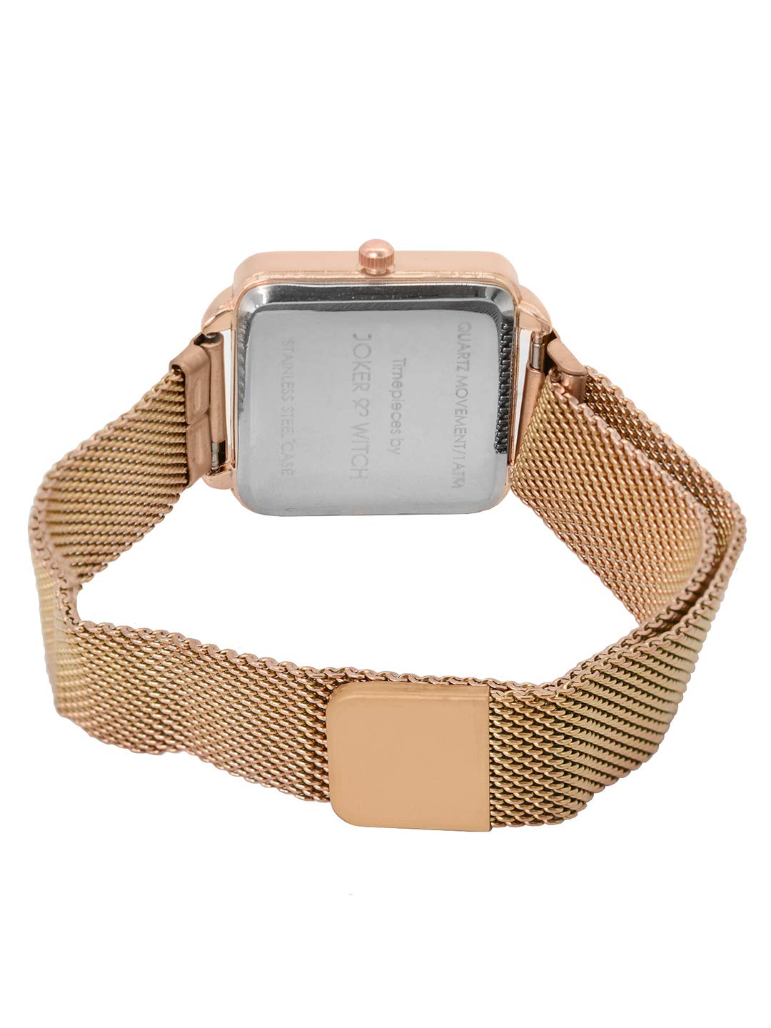 Joker & Witch Stainless Steel Glow Rosegold Analogue Watch Bracelet Set For Women, White Dial, Rose Gold Band