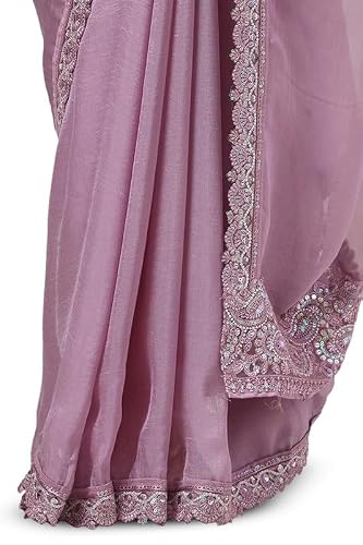Soch Womens Lavender Organza Embroidered Saree With Sequins