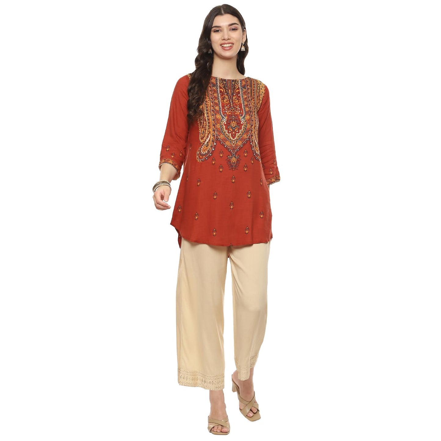 BIBA Women Solid Bottom WEAR(Bottom W19888_Beige_S)