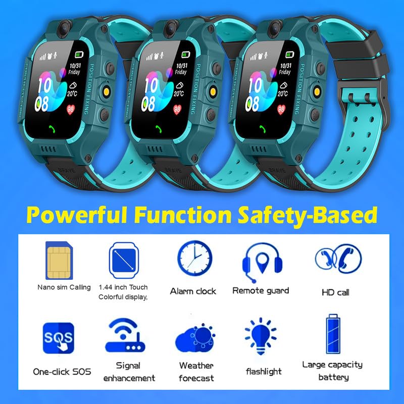 (Refurbished) Punnk Funnk® Present Smart Kids LBS Location Tracking Watch with Voice Calling, SOS, Remote Monitoring, Camera, Geo-Fencing Function (Ocean Green)