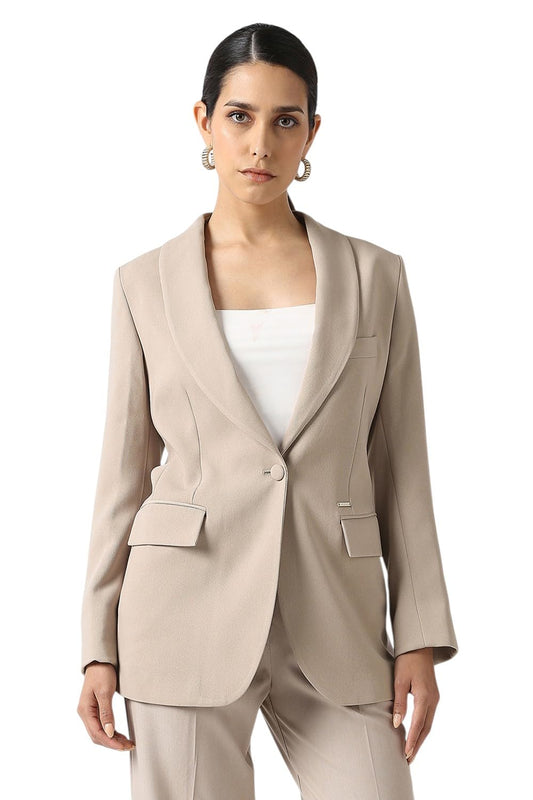 Van Heusen Women's Blazer (VWBZFRGF216256_Beige