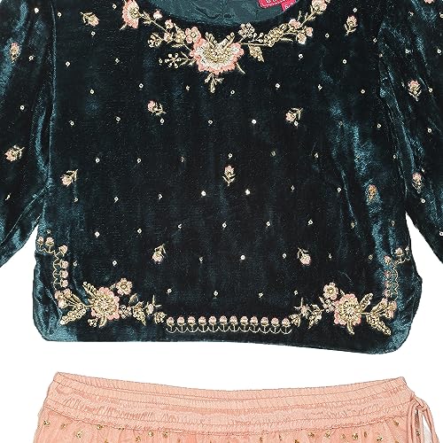 BIBA Girls Girl's Cotton Blend Lehenga Set (KW5620AW23TELNUDPNK_Pink_5)