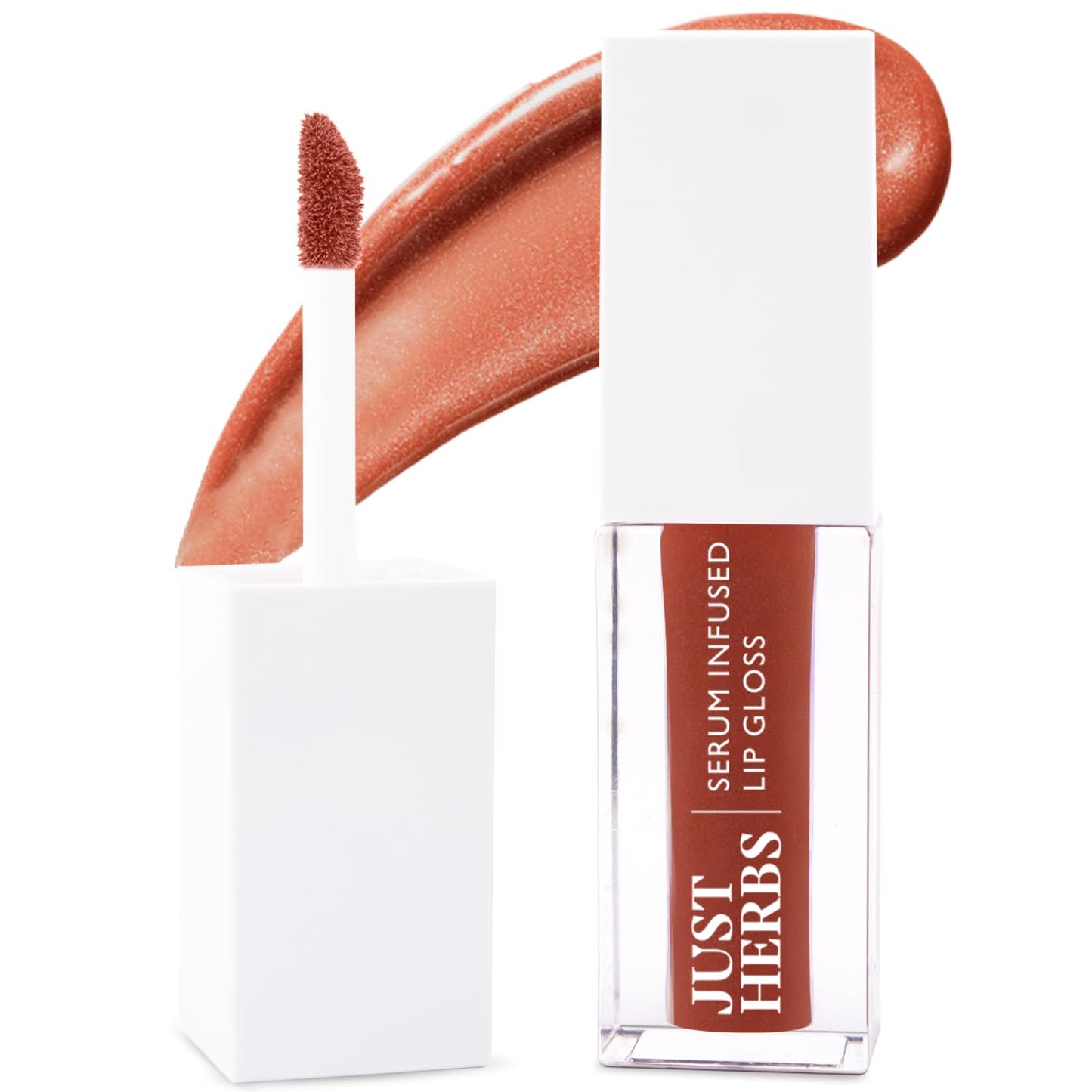Just Herbs Serum Infused Lip Gloss for Women, Lighweight Non-Sticky High Glossy Moisturizing and Hydrating Lip Gloss 3 ml (Peachy Glow)