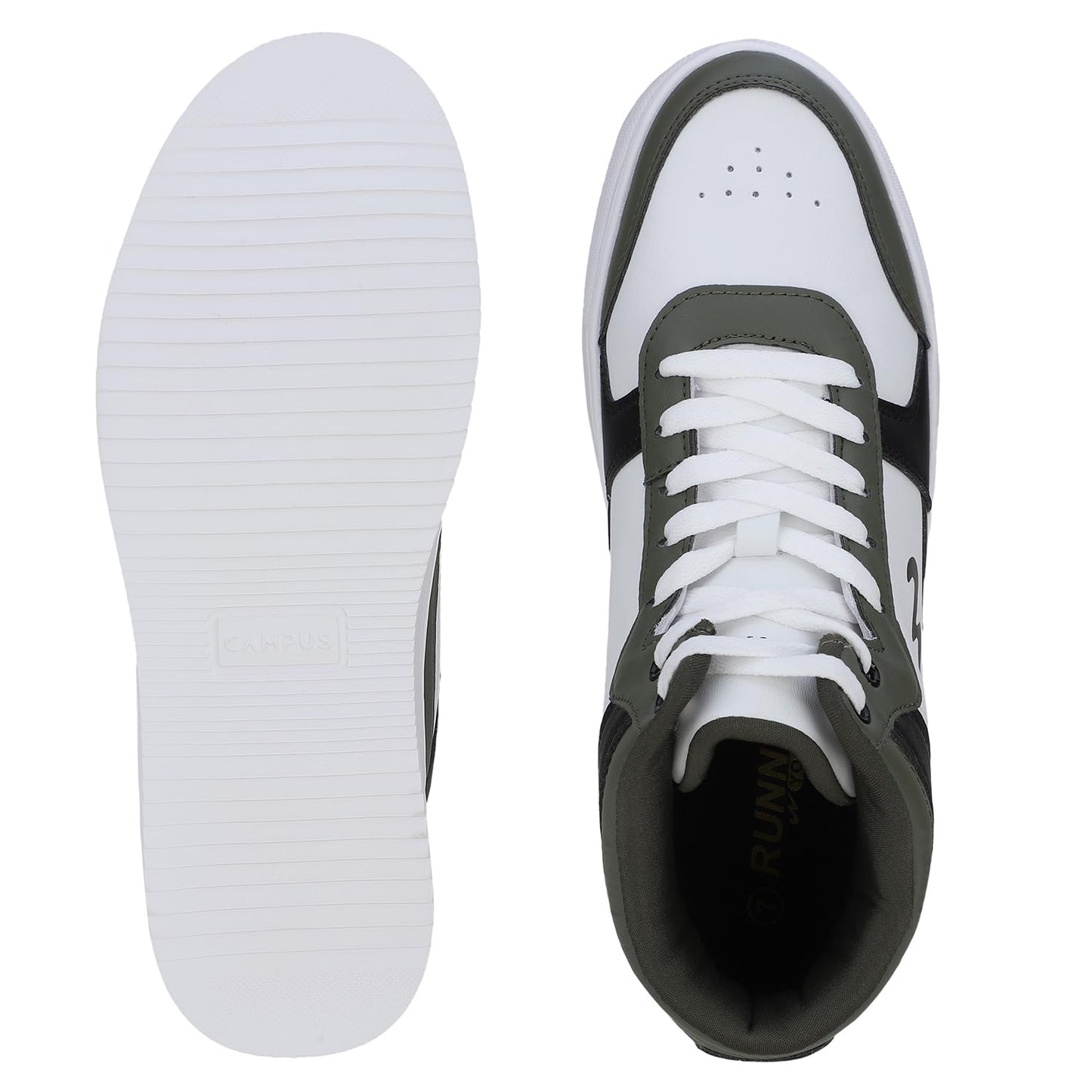 Campus Men's Stack Sneakers WHT/Olive/BLK - 7UK/India