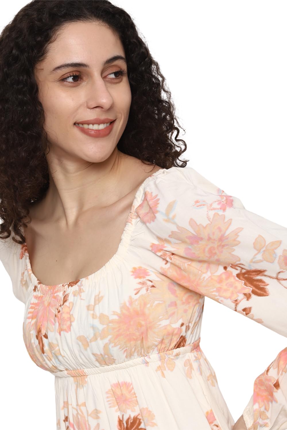 American Eagle Women's Viscose A-Line Midi Dress (WEC0397364106_Cream