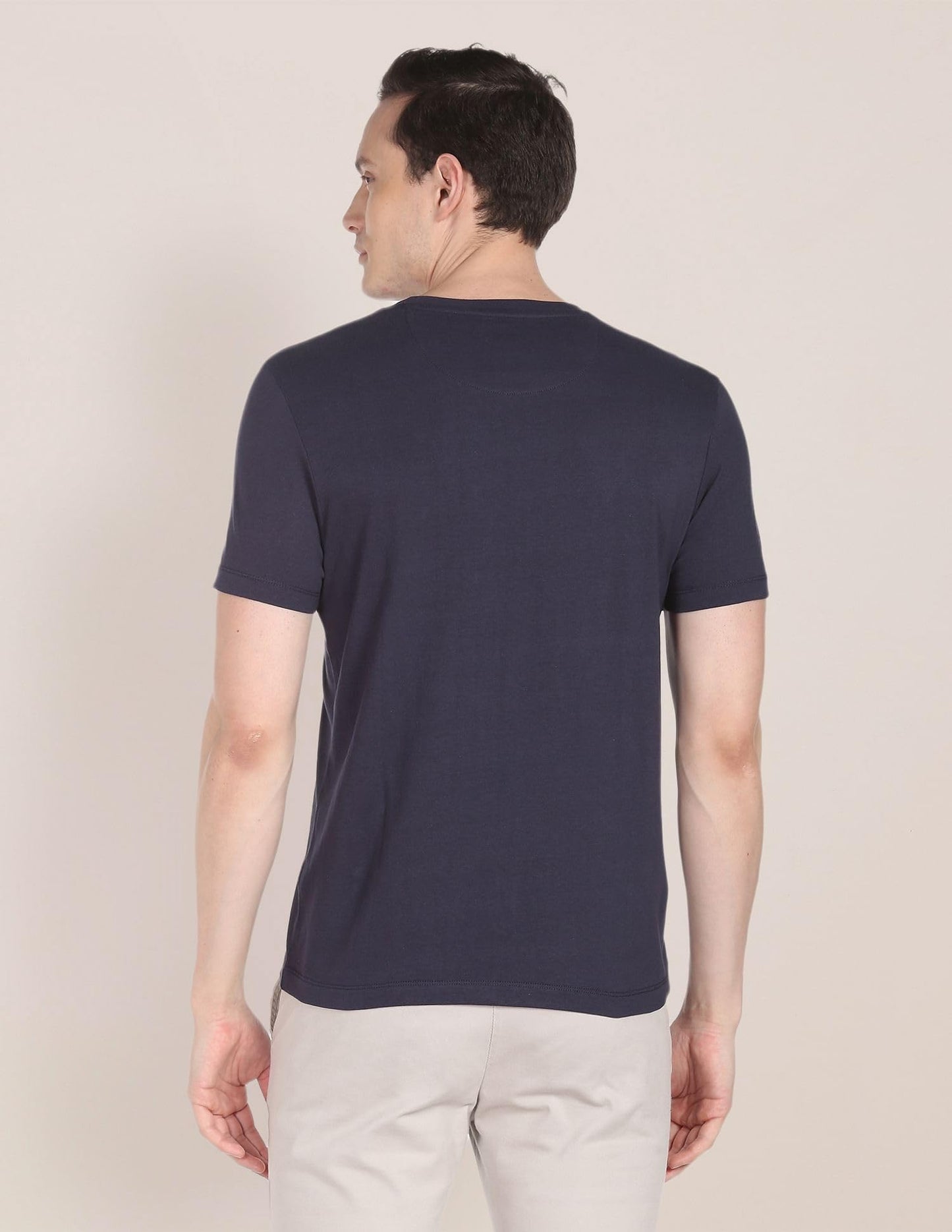 U.S. POLO ASSN. Men's Crew Neck Brand Print Cotton T-Shirt (USTSHS1368_Blue_L)