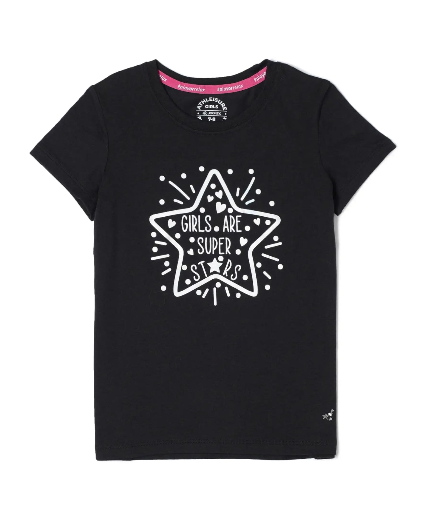 Jockey Regular Fit Girls T-Shirt (AG01_Black 5-6 Yrs)
