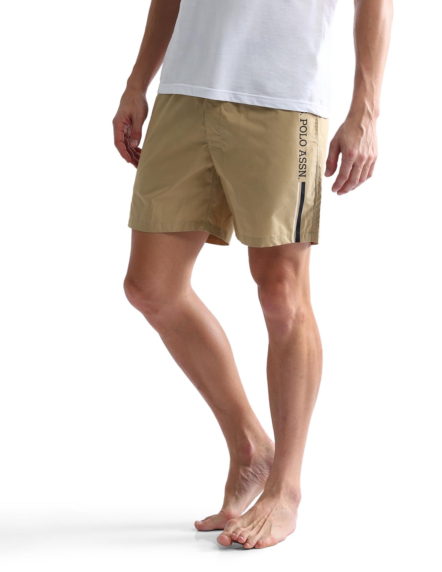 U.S. POLO ASSN. Men's Mid Rise Solid IYAX Shorts - Pack of 1(Beige M)