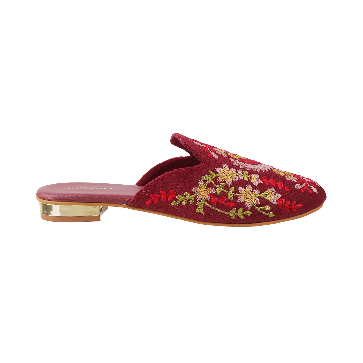 Metro Womens Beaded Maron Slip Ons (Size (3 UK (36 EU)) Maroon - SaumyasStore
