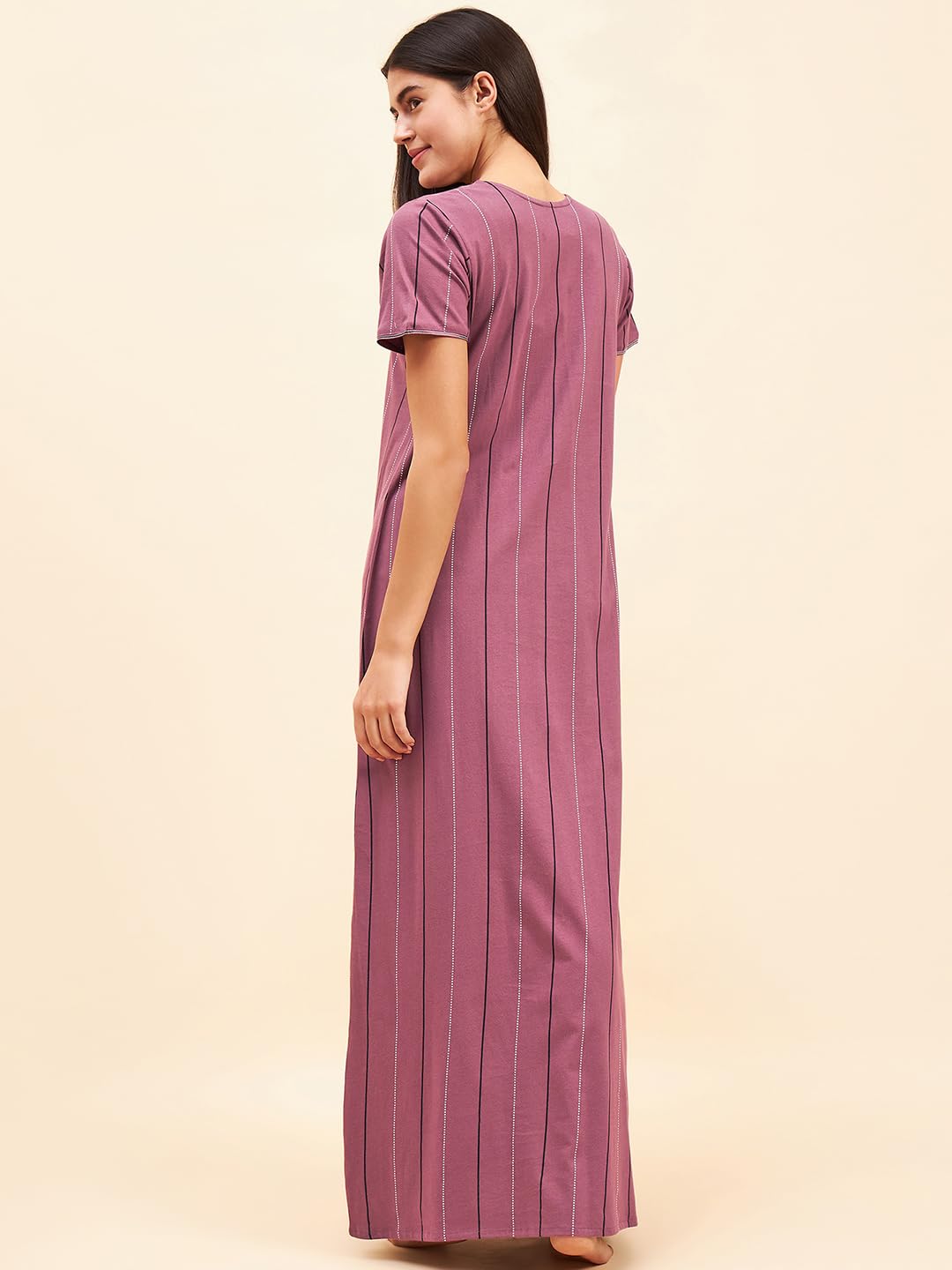 Sweet Dreams Women's Cotton Maxi Casual Nightgown (OCW-3466 Purple XL)