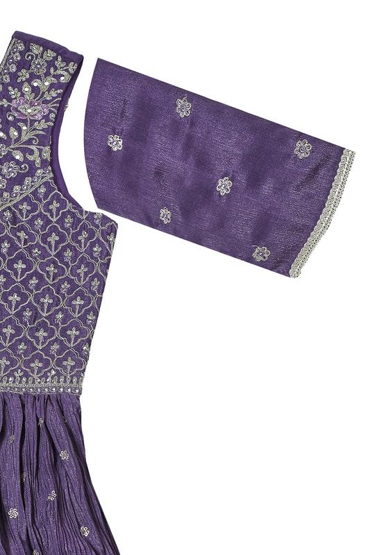 Soch Womens Purple Zari Embroidered Chinon Blend Ethnic Gown