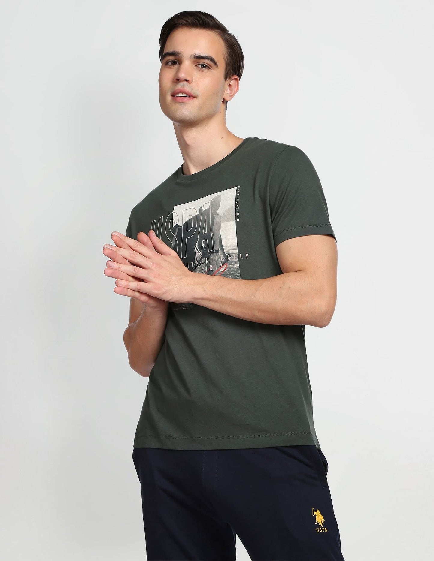 U.S. POLO ASSN. Men's Regular Fit T-Shirt (UDTSHF0240_Olive