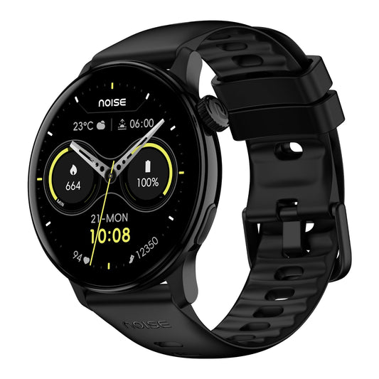 Noise Pro 6R 1.46" AMOLED Smart Watch, 1000 NITS, Powered by AI Pro, Built-in GPS, Strava Integration, Stainless Steel Dial, Video Watch Faces, 3ATM, Emergency SOS, TWS Connectivity-Jet Black