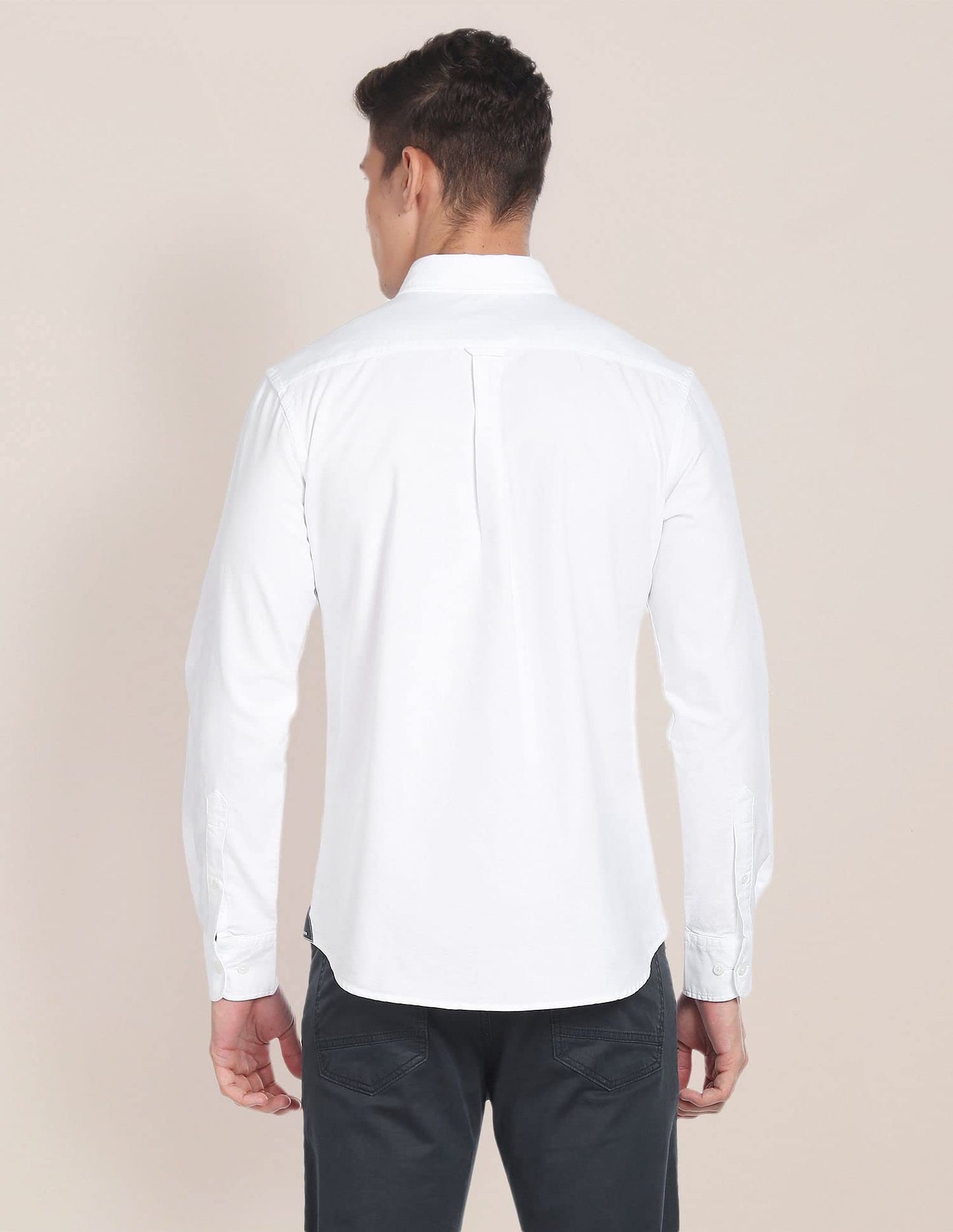 U.S. POLO ASSN. Mens Solid Fs Slim Fit Shirts (Usshtfx0104_White_M)