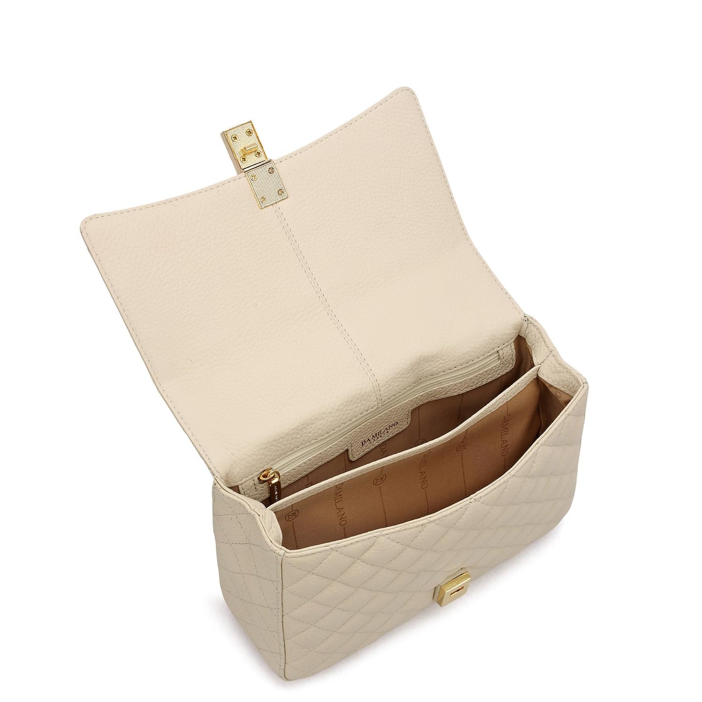 Da Milano Leather Shoulder Bag for Women - White (Small)