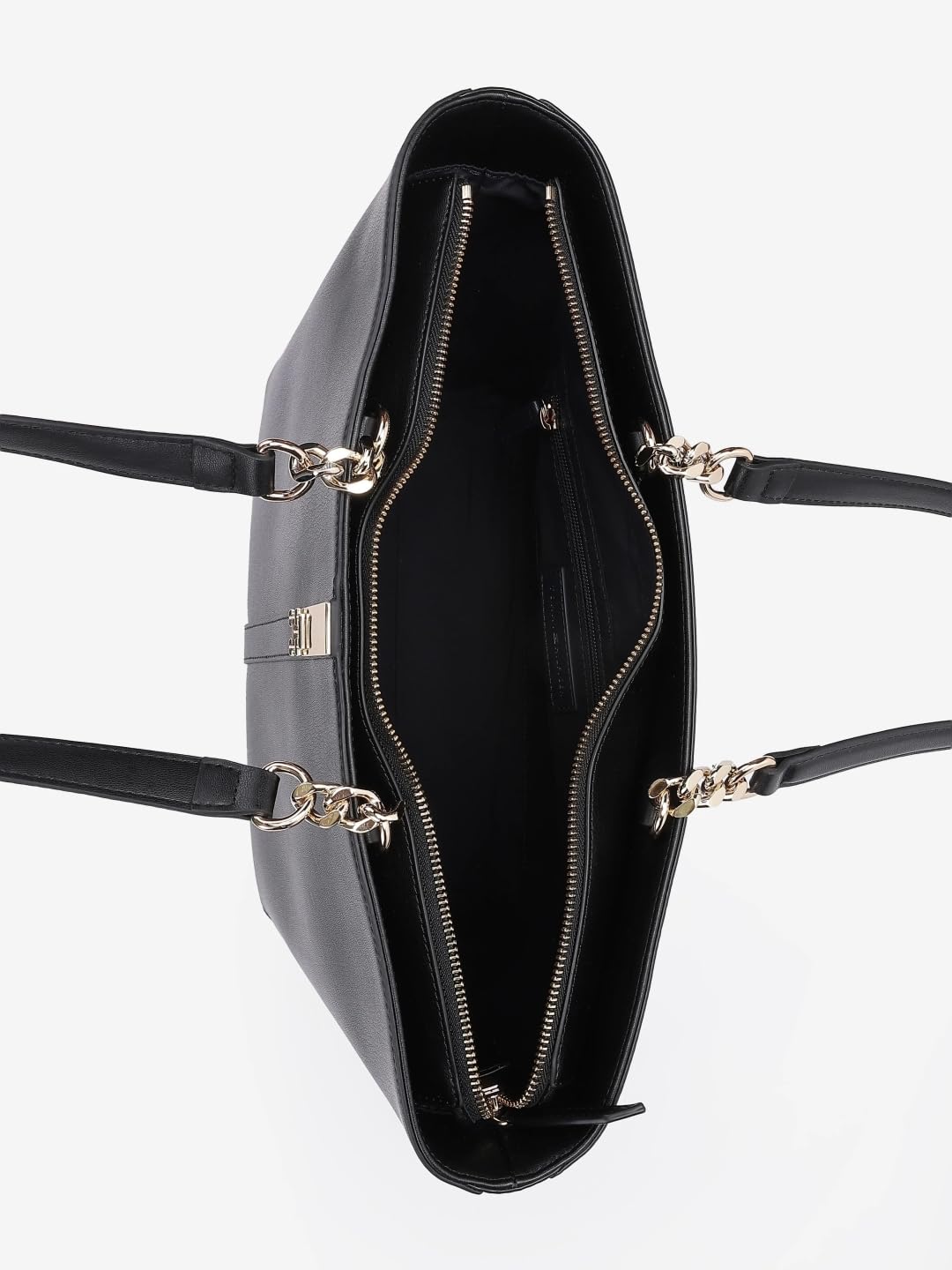 Tommy Hilfiger Solid Black Pu Tote Bag