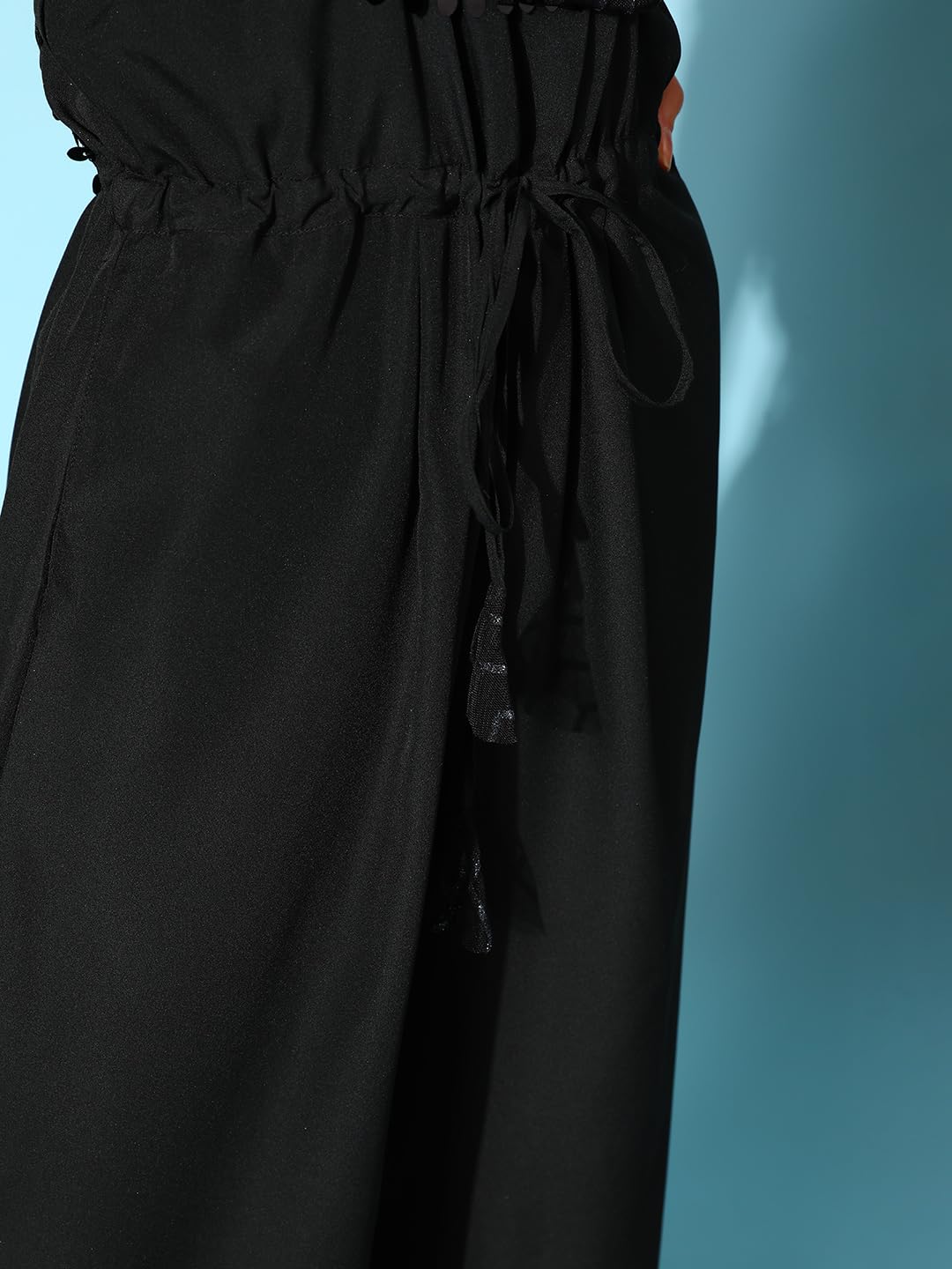 Ahalyaa Black Color Polyester Printed Jumpsuit