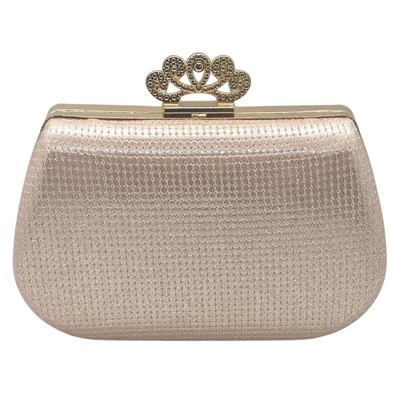 Mastyle® Glitter Clutch Handbag For Women With Crown Design Lock And Compact