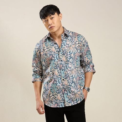 MARK & ALBERT Men's Luxury Giza Cotton Digital Printed Shirt Full Sleeves Shirts for Men