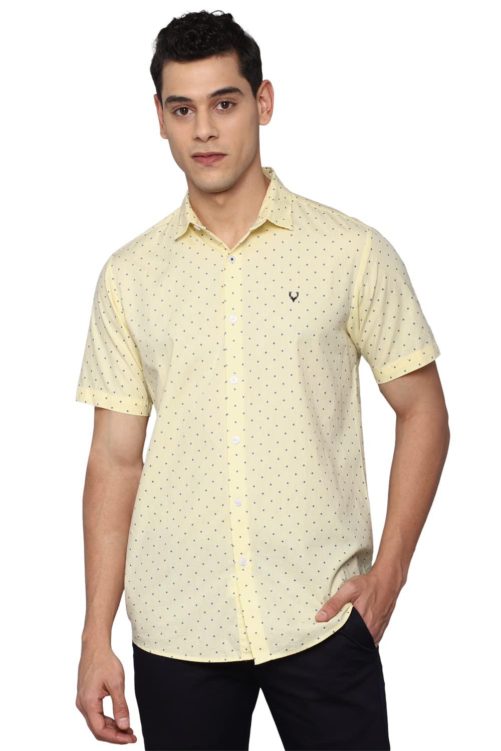 Allen Solly Men's Cotton Slim Fit Shirt (ASSHQSPPS52778_Yellow 42)