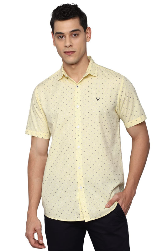 Allen Solly Men's Cotton Slim Fit Shirt (ASSHQSPPS52778_Yellow 42)