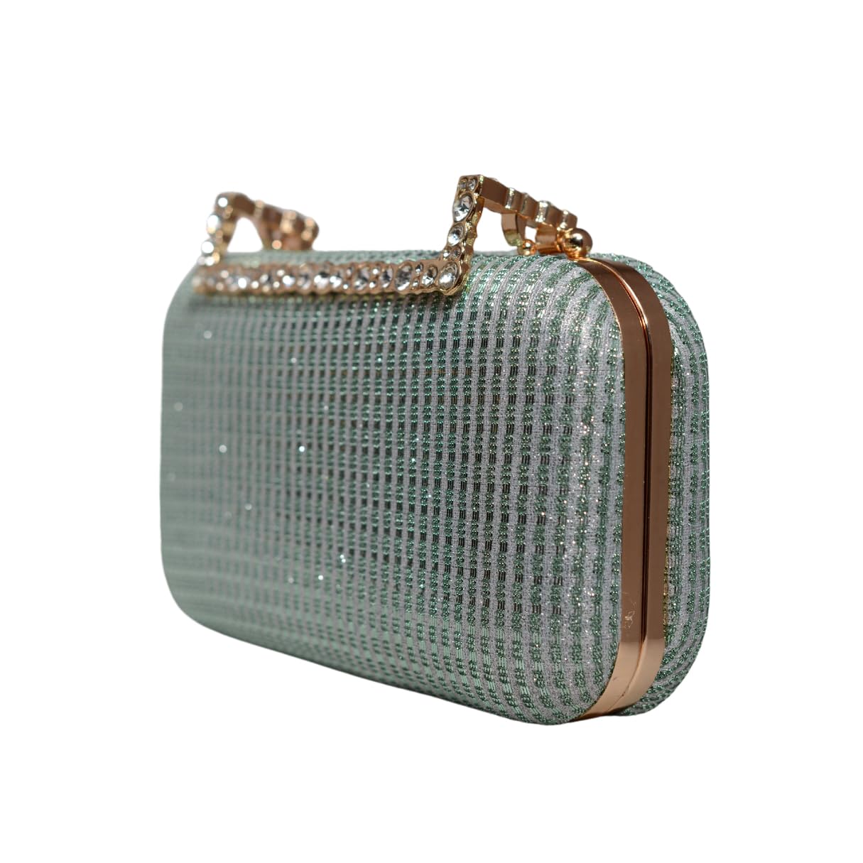 Artklim Sky Blue Shimmery Fabric Party Clutch Bag For Women