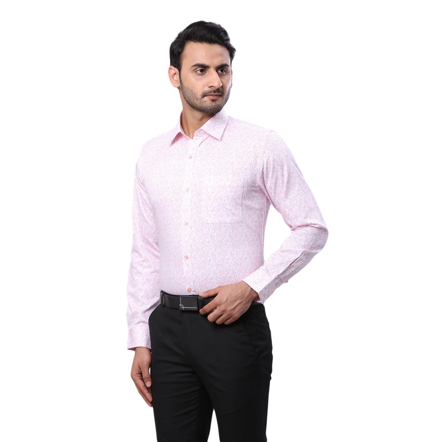 Raymond Men's Slim Fit Structure Pattern Pure Cotton Semi Cutaway Collar Full Sleeve Formal Shirt (Size: 42)-RMSX12828-R4 Medium Red