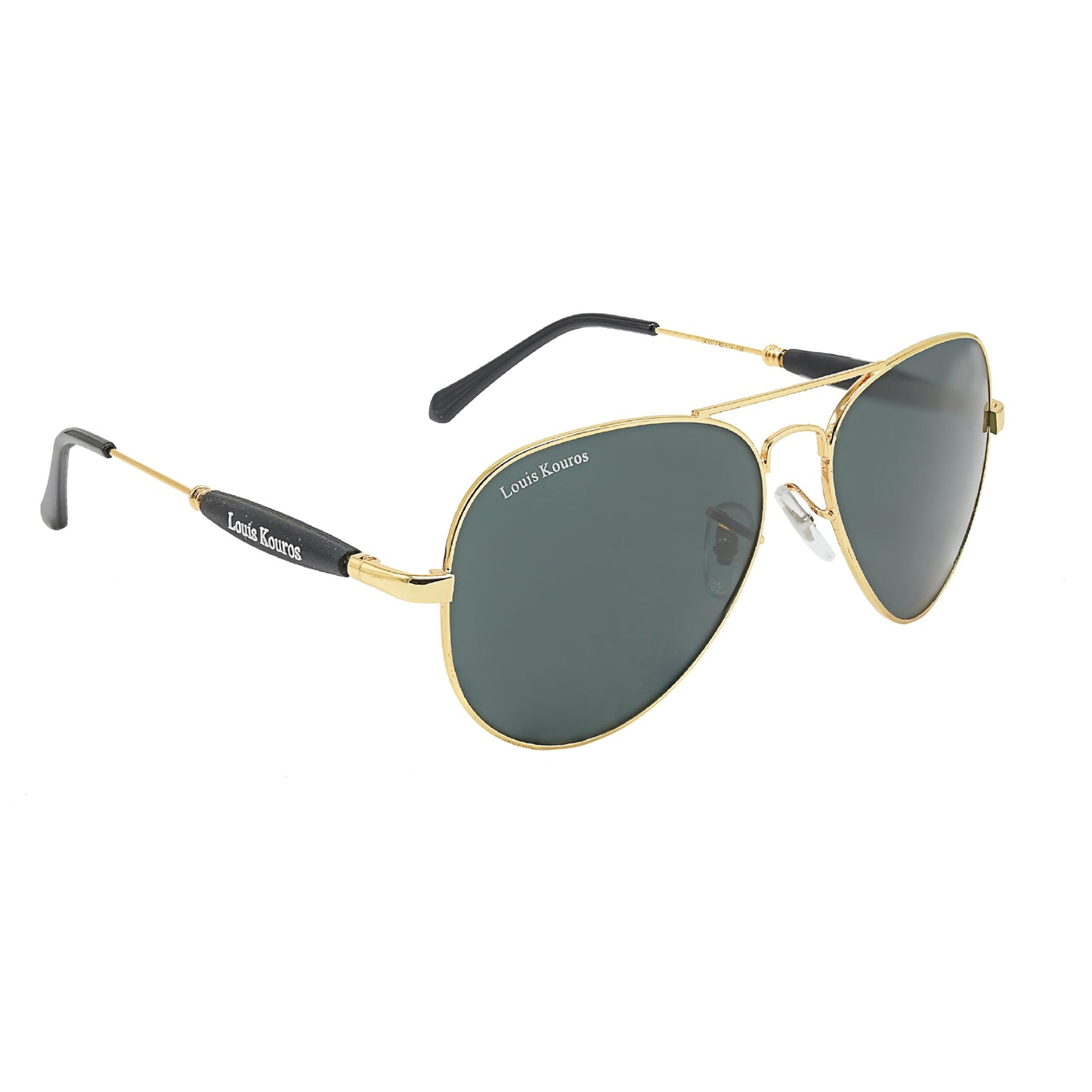 Louis Kouros Airomade Aviator Classic 3517 sunglasses | Gold Frame | Black Lens | Mirror Lens | 400 UV Protection | For Men & Women | Medium | 62 mm Lens Width