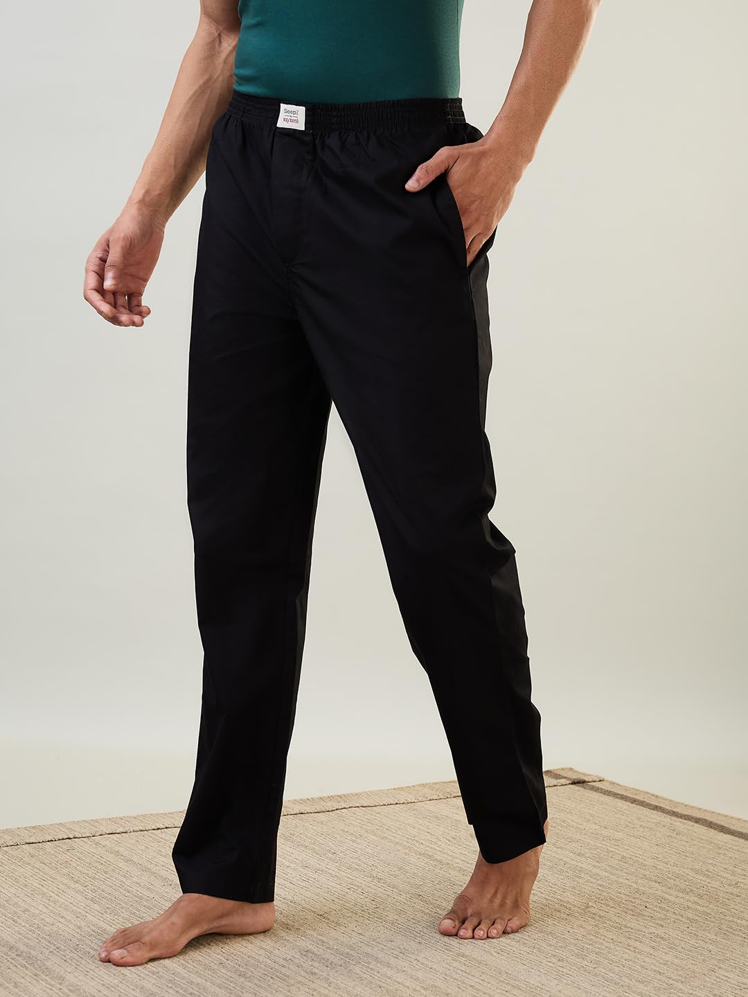 Raymond SleepZ Men Regular Fit Solid Pattern Pure Cotton Pyjama Black
