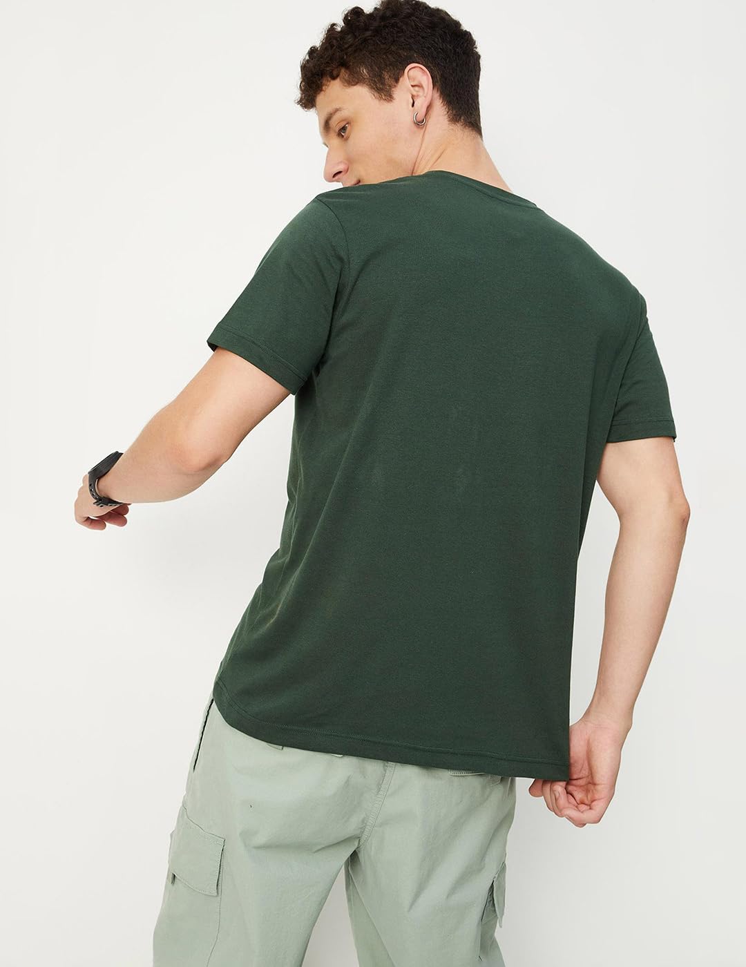 Max Men's Cotton Slim Fit T-Shirt (CABCSU23P518BGDARK Green_Dark, Large