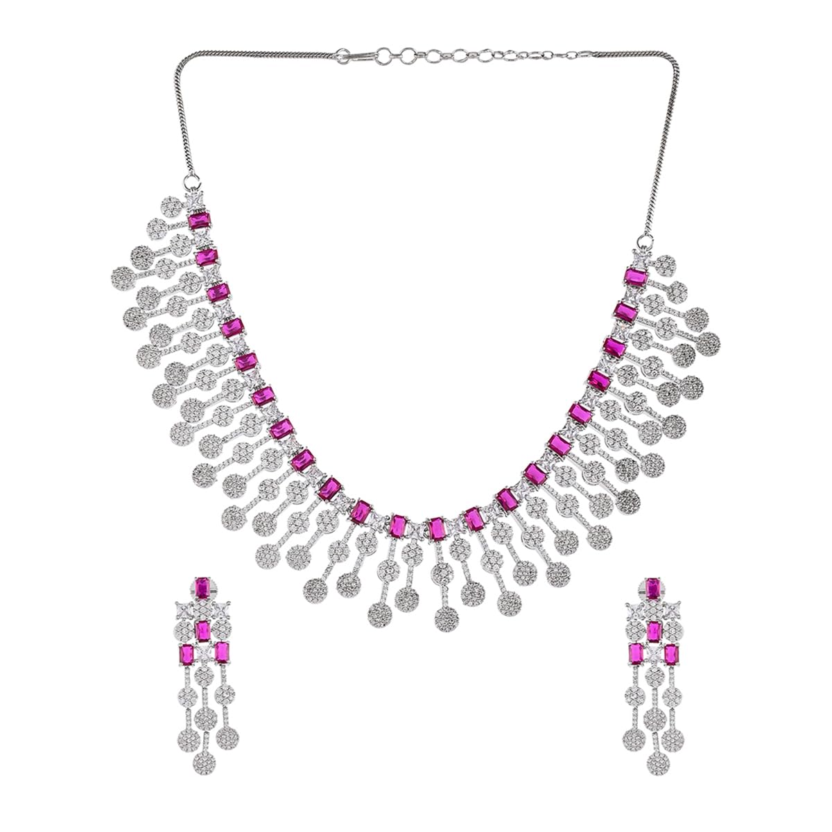 VOYLLA CZ Elegance Pink and White Zircons Jewellery Set