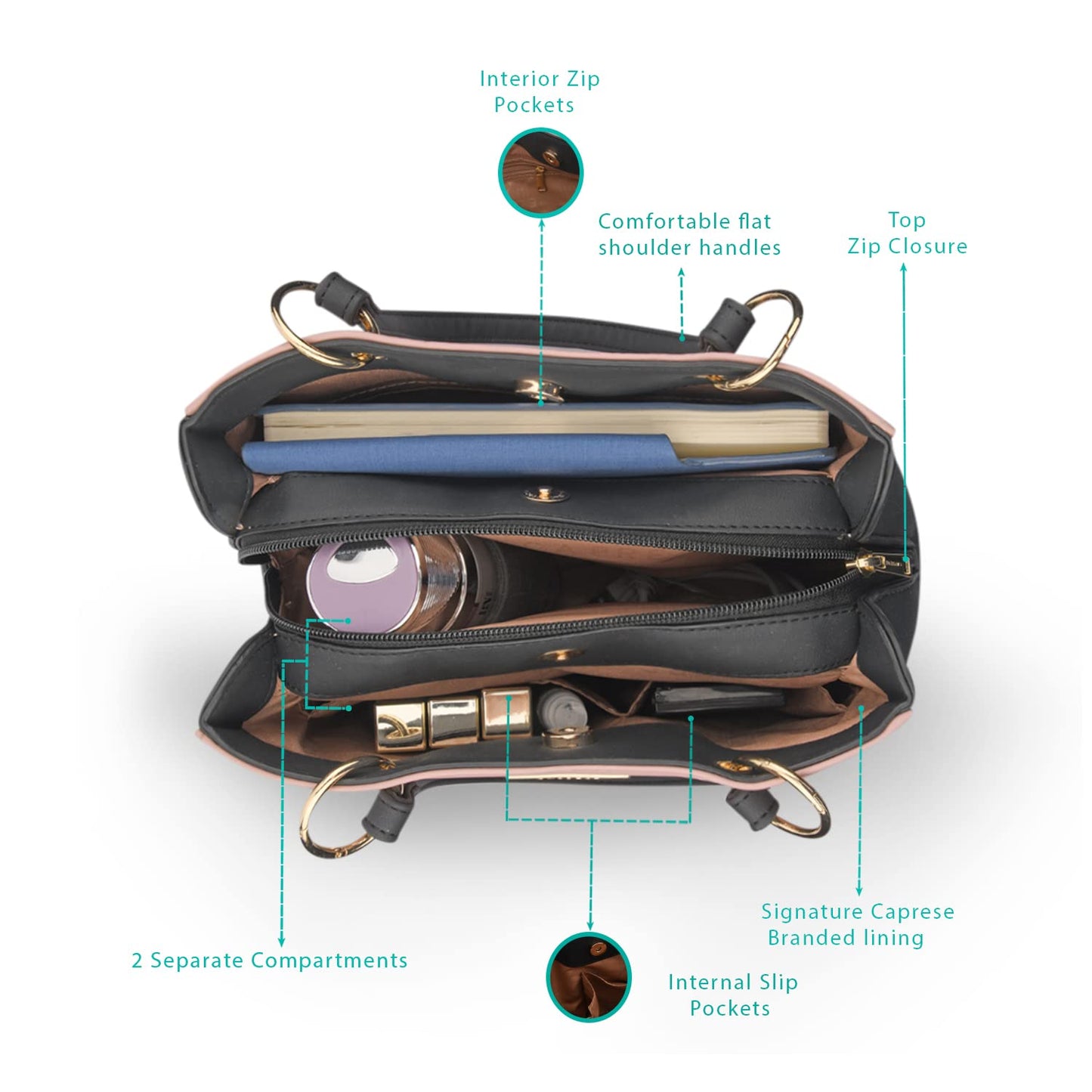 Caprese womens SERI S Small BLUSH PINK Satchel