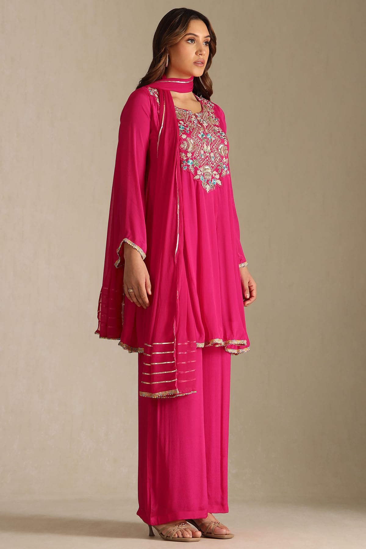 Soch Womens Chinon Embroidered Suit Set With Sequins