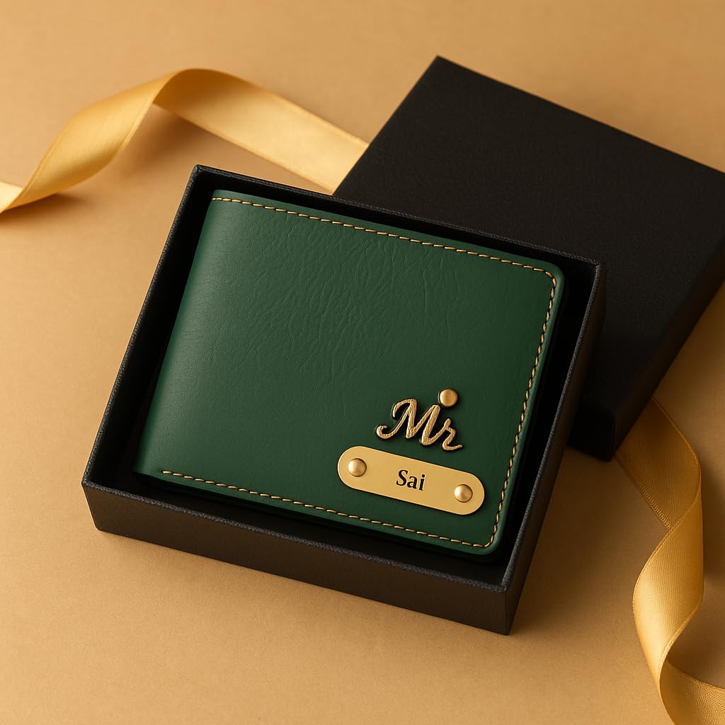 The Bae Gift Men Leather Personalized Wallet I Customized Slim Stylish Purse with Name & Charm I Unique Birthday Anniversary Gift Love Husband Employees Clients